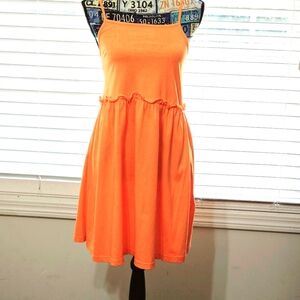 ASOS Orange Sun Dress US 4 100% Cotton Ruffle Shoulder Straps